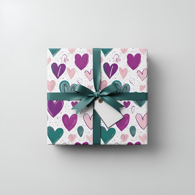  Colourful Heart Pattern Gift Wrapping Paper (Creator Uploaded)
