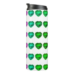 Colourful Heart Pattern Heart Gemstones Thermal Tumbler