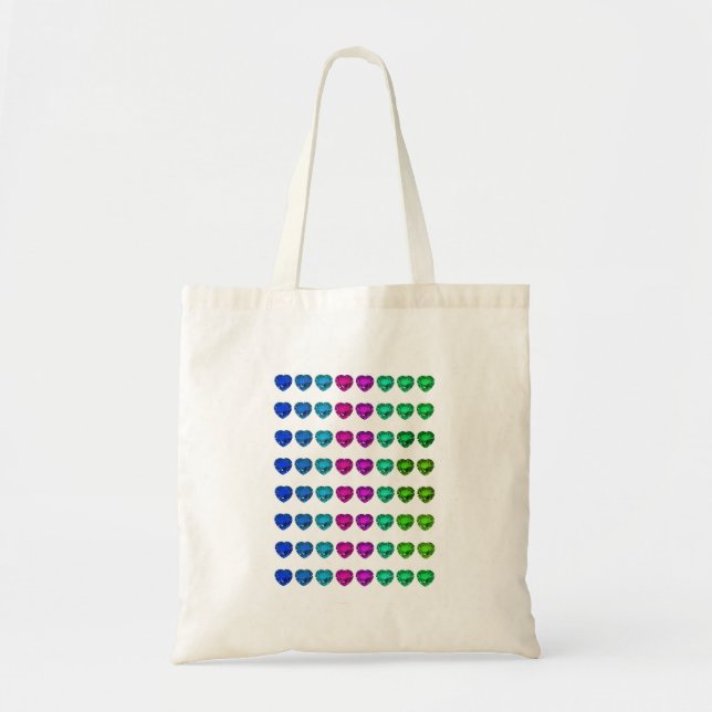 Colourful Heart Pattern Heart Gemstones Tote Bag (Front)