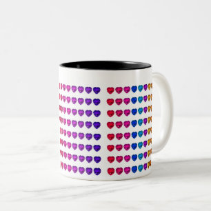 Colourful Heart Pattern Heart Gemstones Two-Tone Coffee Mug