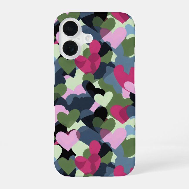 Colourful Heart Pattern iPhone 16 Case (Back)