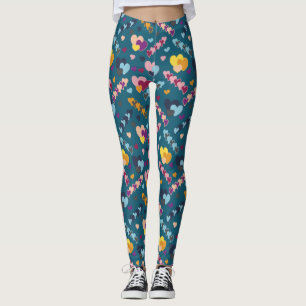 Colourful Heart Pattern Leggings