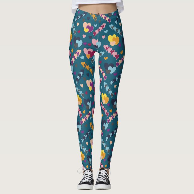 Colourful Heart Pattern Leggings (Front)