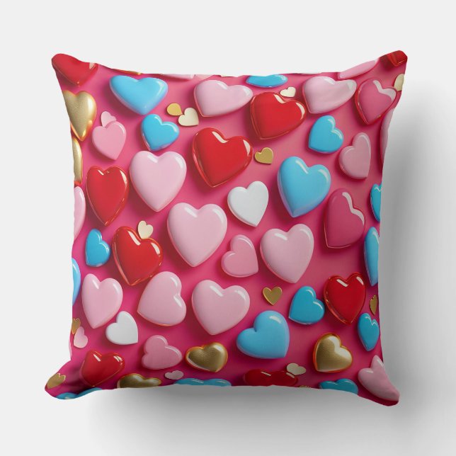 💖 Colourful Heart Pattern Living Room Accent Gift Cushion (Front)