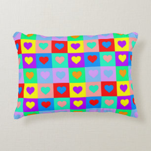 Colourful Heart Pattern Pop Art Decorative Cushion
