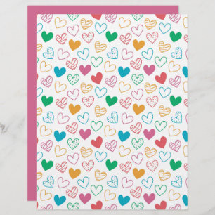 Colourful Heart Pattern Scrapbook Paper