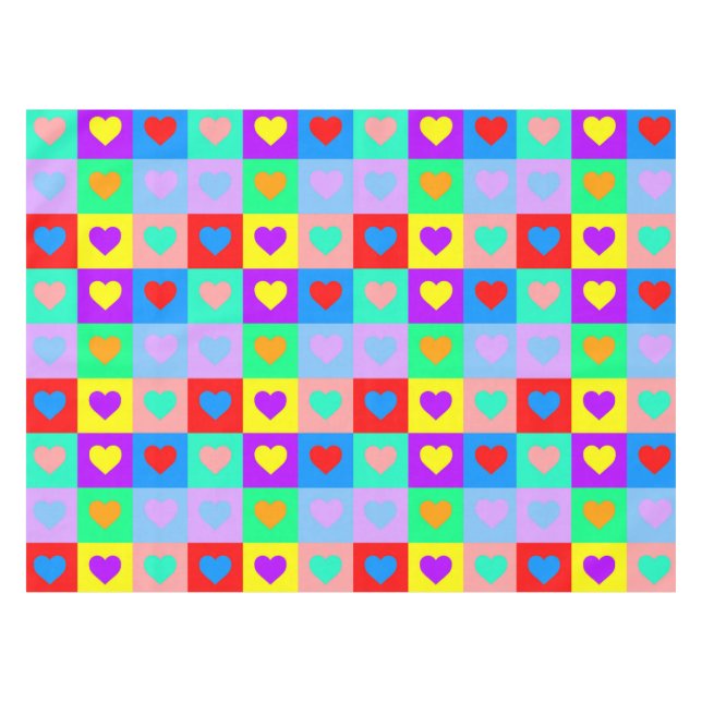 Colourful Heart Pattern   Tablecloth (Front (Horizontal))