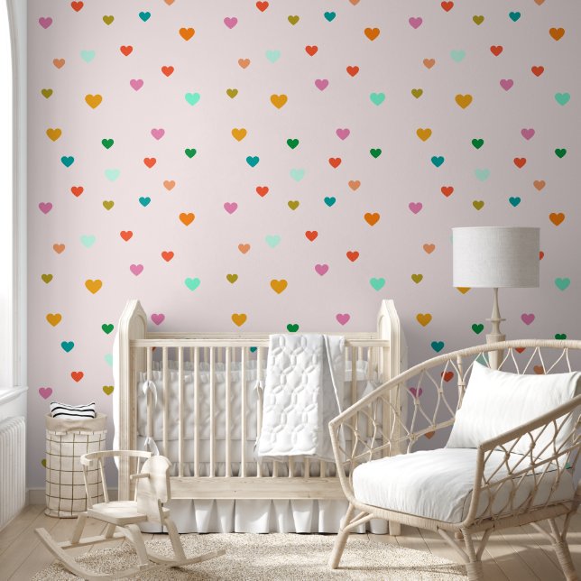 Colourful Heart Pattern Wallpaper (Kids)