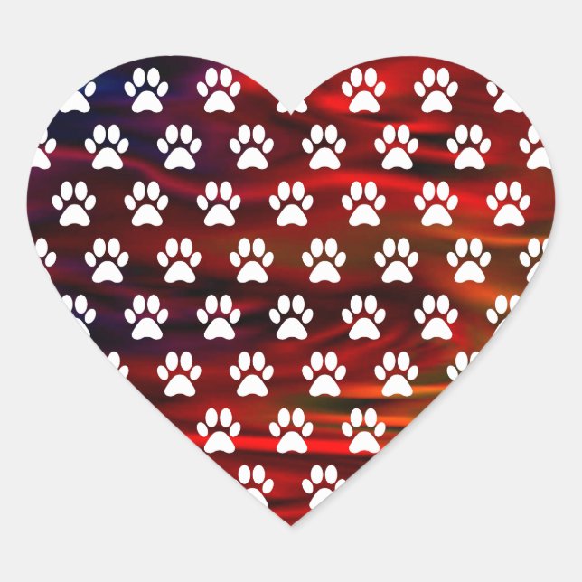 Colourful Heart Paw Print Stickers (Front)