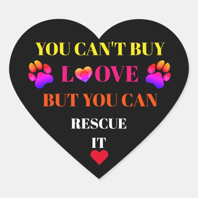 Colourful Heart Paw Prints with Words Stickers (Front)