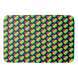 Colourful Heart Rainbow Love Bright Colour Bath Mat
