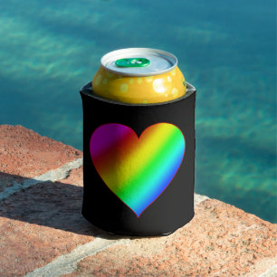 Colourful Heart Rainbow Love Bright Colour Can Cooler