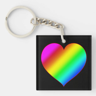 Colourful Heart Rainbow Love Bright Colour Key Ring