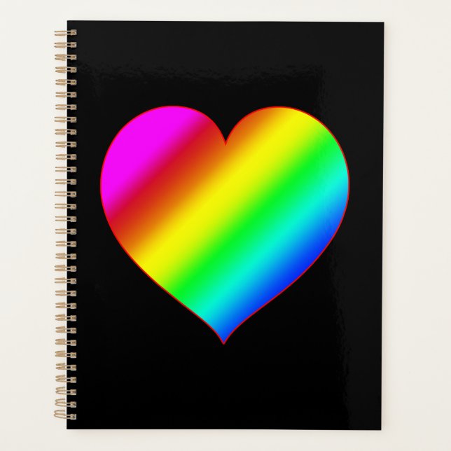 Colourful Heart Rainbow Love Bright Colour Planner (Front)