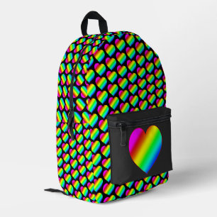 Colourful Heart Rainbow Love Bright Colour Printed Backpack