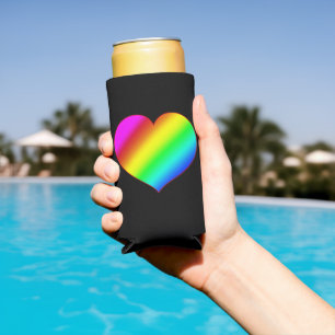 Colourful Heart Rainbow Love Bright Colour Seltzer Can Cooler