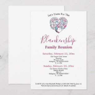 Colourful Heart Shape Tree Family Reunion Template