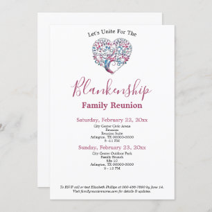 Colourful Heart Shape Tree Family Reunion Template