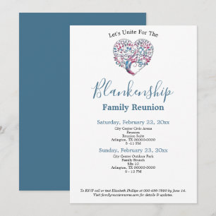 Colourful Heart Shape Tree Family Reunion Template