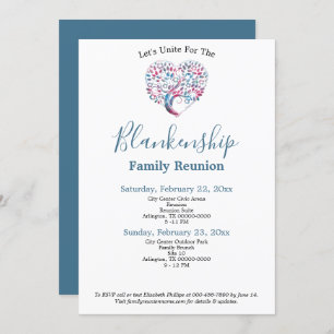 Colourful Heart Shape Tree Family Reunion Template