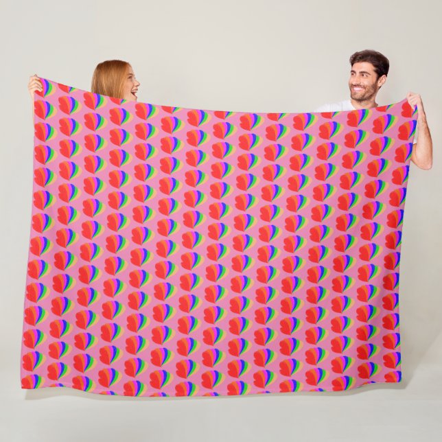 Colourful Heart Shaped Balloons Fleece Blanket (In Situ)