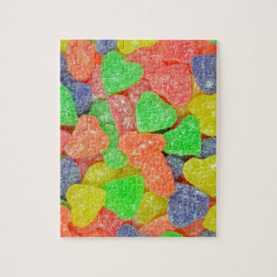 Colourful heart shaped candy jigsaw puzzle