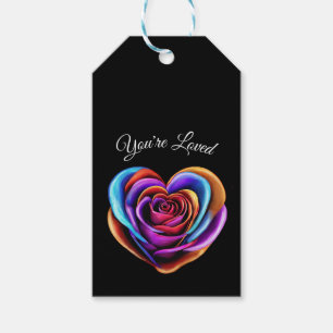 Colourful Heart Shaped Rose- Gift Tags