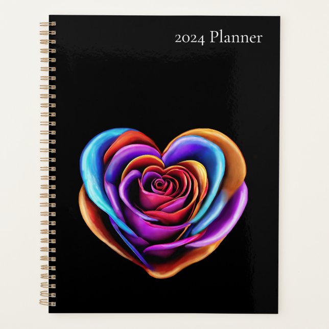 Colourful Heart Shaped Rose- Planner (Front)