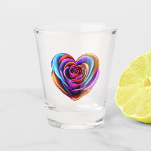 Colourful Heart Shaped Rose- Shot Glass