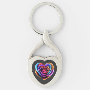 Colourful Heart Shaped Rose-Valentine's Day Key Ring