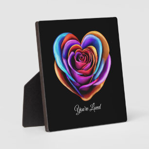 Colourful Heart Shaped Rose-You're Loved- Plaque