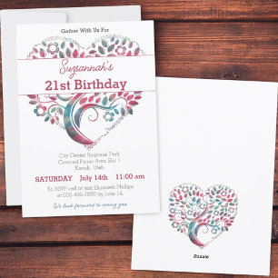 Colourful Heart Shaped Tree Birthday Template