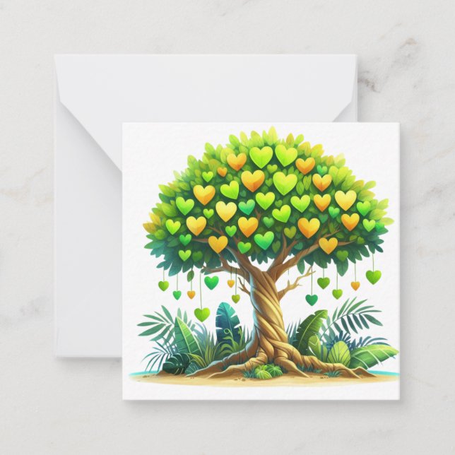 Colourful Heart Shaped Tree  Card (Front)