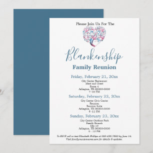 Colourful Heart Shaped Tree Family Reunion Templat Invitation