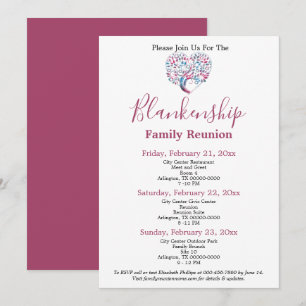 Colourful Heart Shaped Tree Family Reunion Templat Invitation