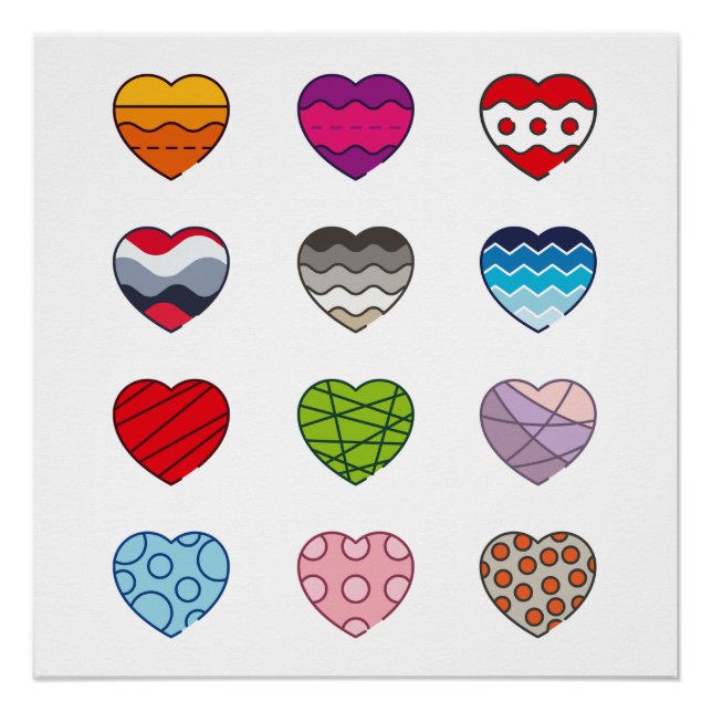 Colourful heart shapes. poster (Front)