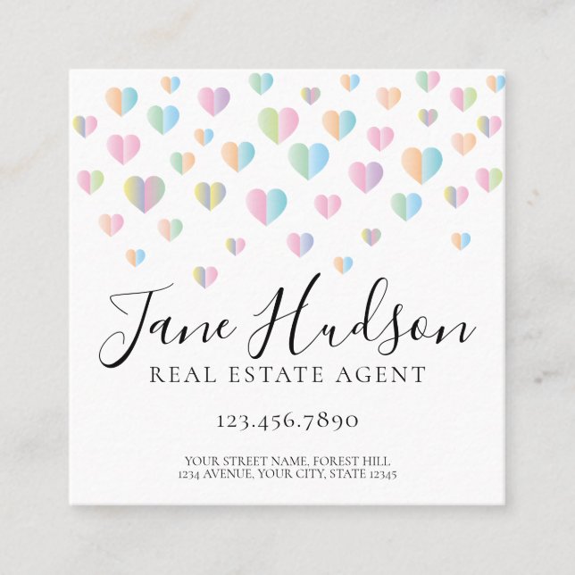 Colourful Heart Speckles Business Card (Front)