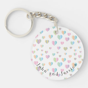 Colourful Heart Speckles Note Card Design Key Ring