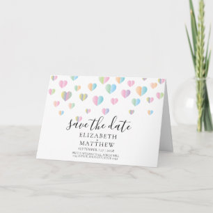 Colourful Heart Speckles Save the Date Design Invi Invitation