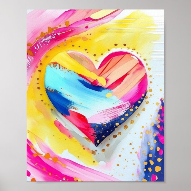 Colourful Heart Splash – Abstract Love Poster (Front)