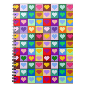 Colourful Heart Squares Notebook