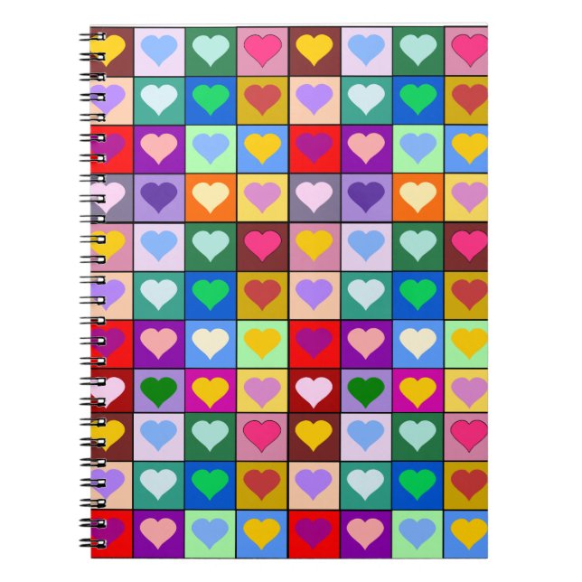 Colourful Heart Squares Notebook (Front)