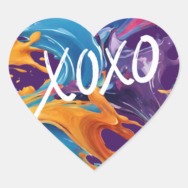 Colourful Heart XOXO- Heart Sticker (Front)