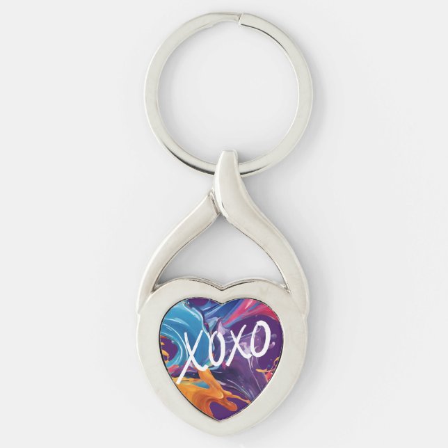 Colourful Heart XOXO- Key Ring (Front)