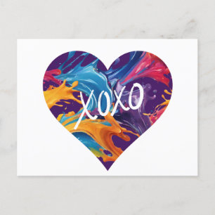 Colourful Heart XOXO- Postcard