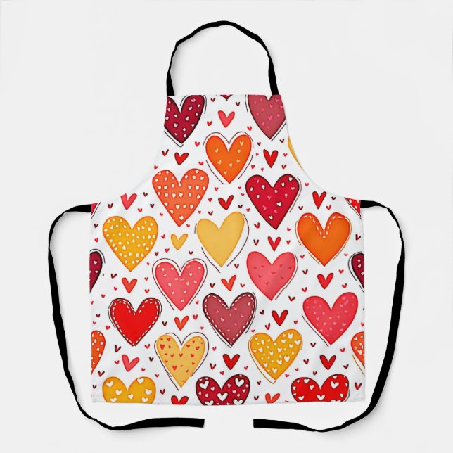 Colourful Heartfelt Love Pattern Design Apron (Front)