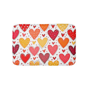 Colourful Heartfelt Love Pattern Design Bath Mat