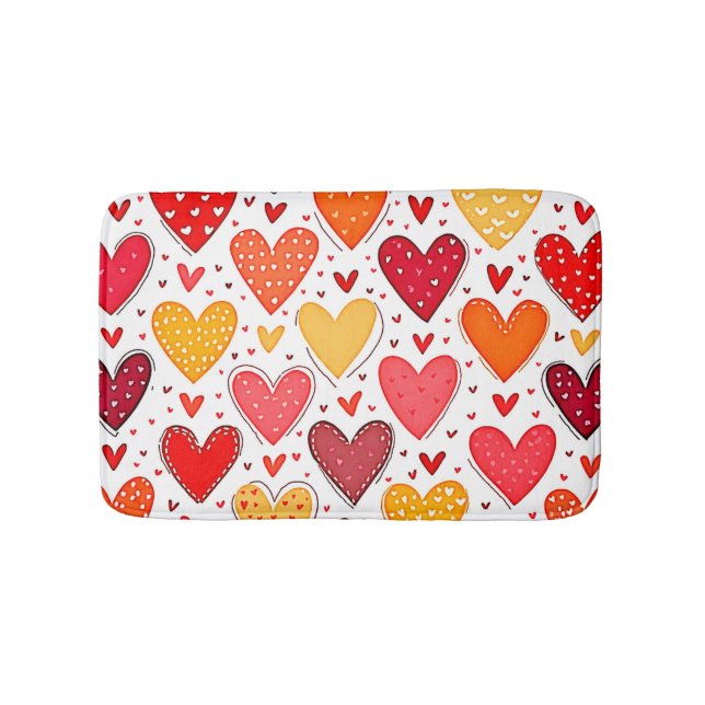 Colourful Heartfelt Love Pattern Design Bath Mat (Front)
