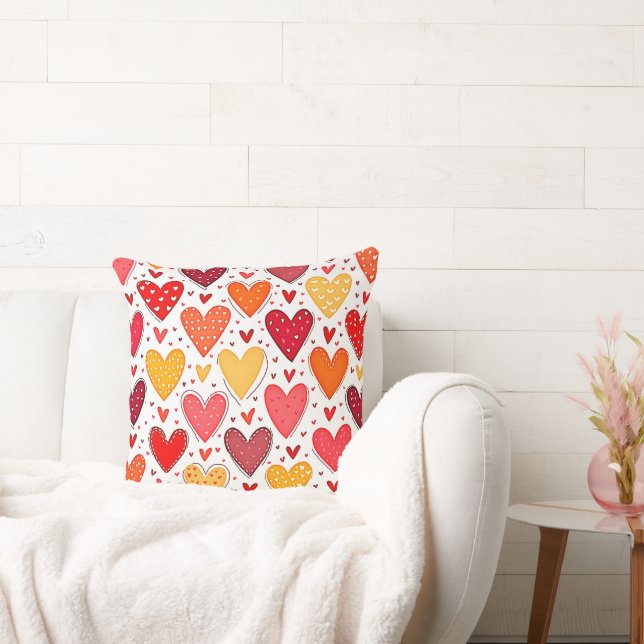 Colourful Heartfelt Love Pattern Design Cushion (Couch)