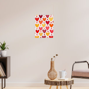Colourful Heartfelt Love Pattern Design Poster